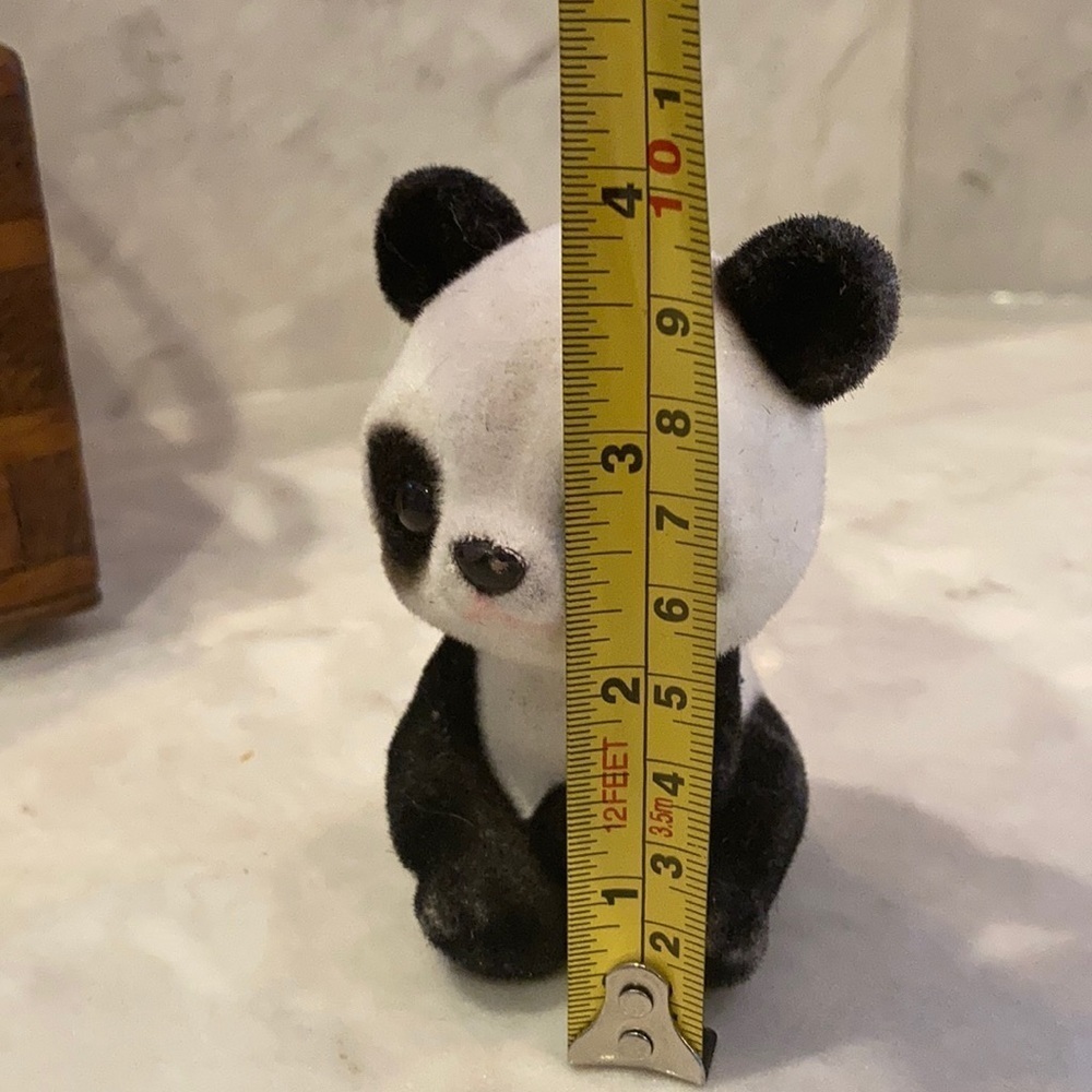 Vintage flocked panda (3) figurines - Picture 12 of 15